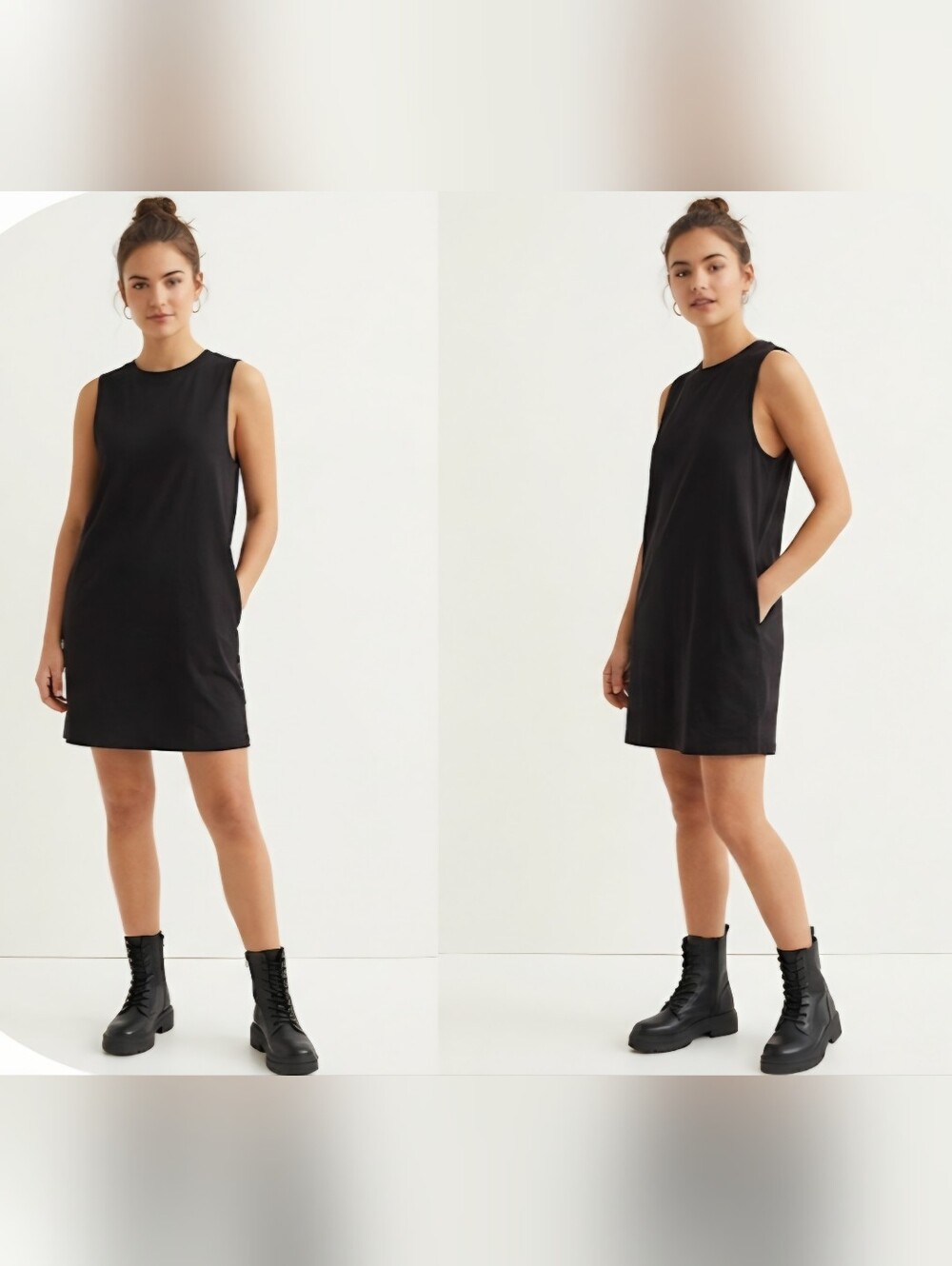 Divided 100% Cptton Black Sleeveless Mini T-Shirt Dress
